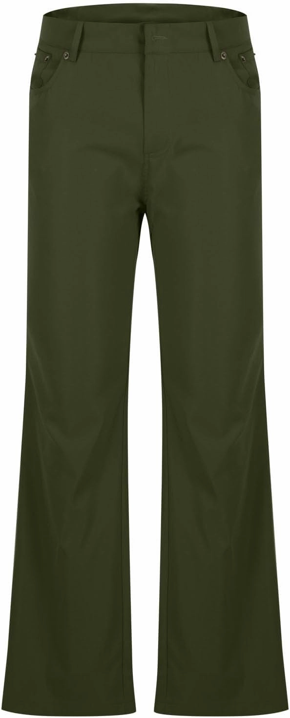 Men's Flared Pants Vintage Streetwear Performance Pants Button Down Zipper Party Pants Baggy Relaxed Trousers