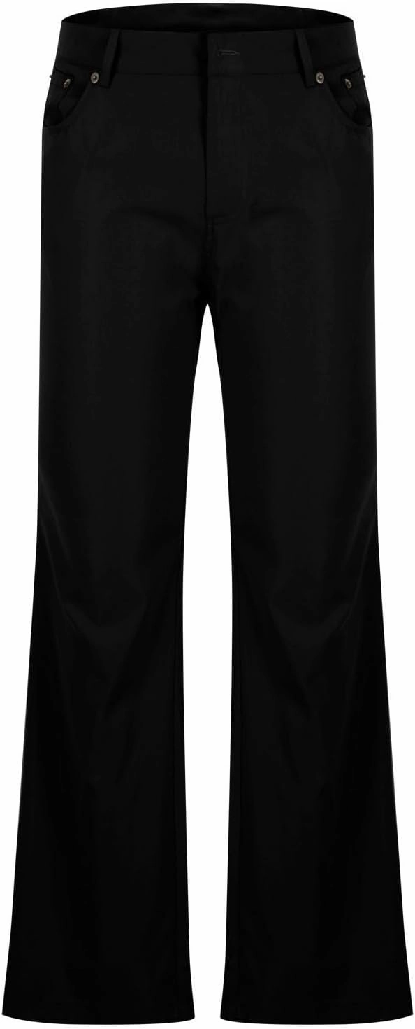 Men's Flared Pants Vintage Streetwear Performance Pants Button Down Zipper Party Pants Baggy Relaxed Trousers