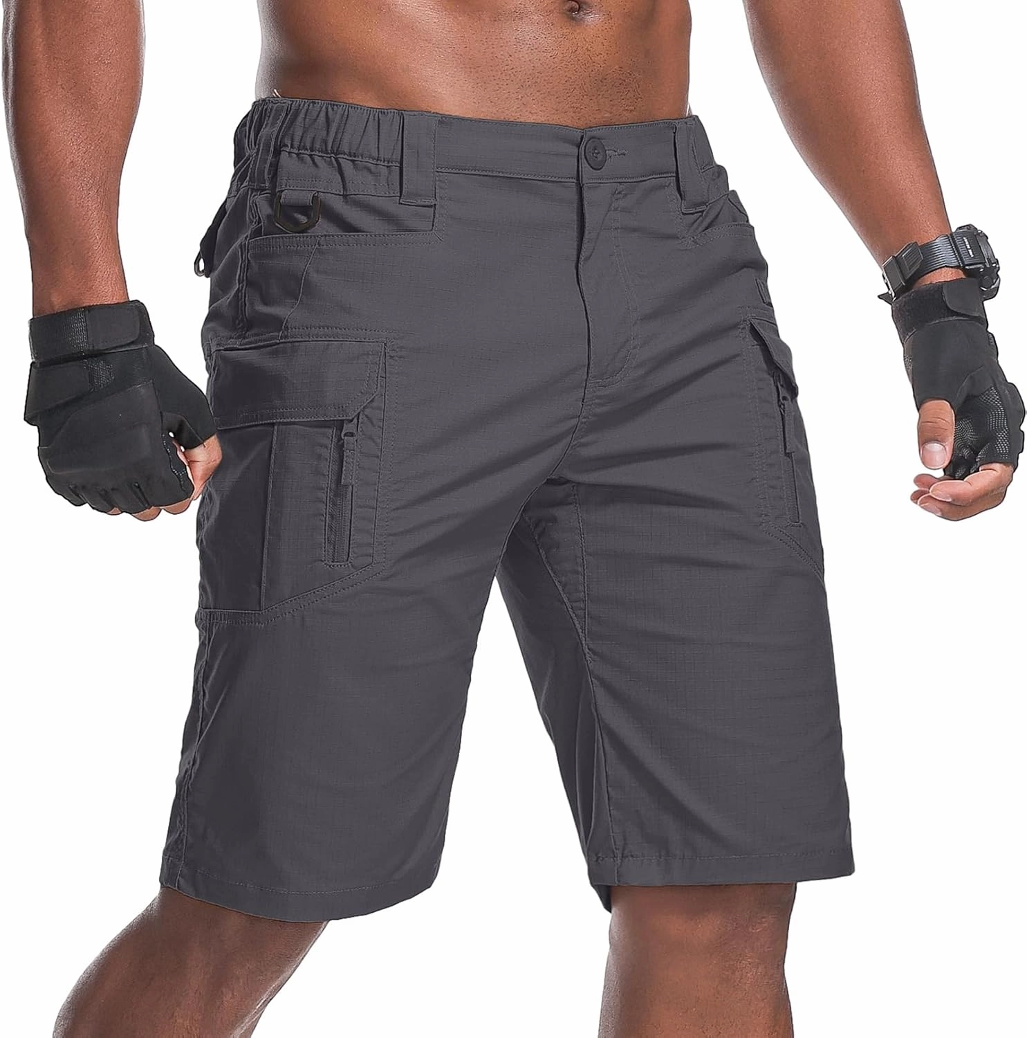 Men's Hiking Cargo Tactical Shorts with Multi Pockets Stretch Water Resistant Shorts Outdoor Hiking Fishing Camping