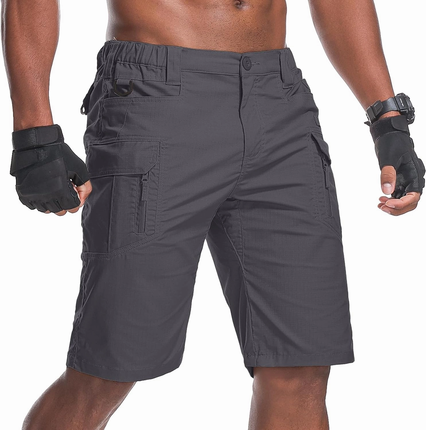 Men's Hiking Cargo Tactical Shorts with Multi Pockets Stretch Water Resistant Shorts Outdoor Hiking Fishing Camping