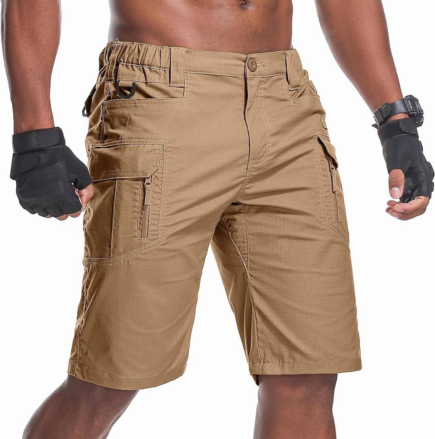 Men's Hiking Cargo Tactical Shorts with Multi Pockets Stretch Water Resistant Shorts Outdoor Hiking Fishing Camping