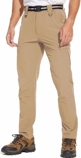 Men's Outdoor Hiking Pants, Quick Dry,Waterproof,Lightweight Fit Cargo Work & Fishing Pants with 6 Pockets and Belt
