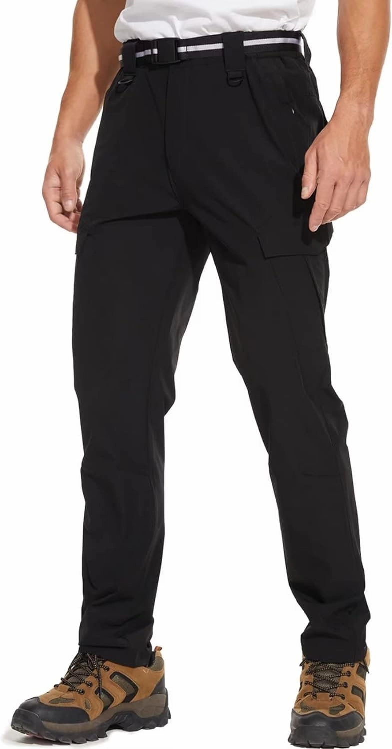 Men's Outdoor Hiking Pants, Quick Dry,Waterproof,Lightweight Fit Cargo Work & Fishing Pants with 6 Pockets and Belt