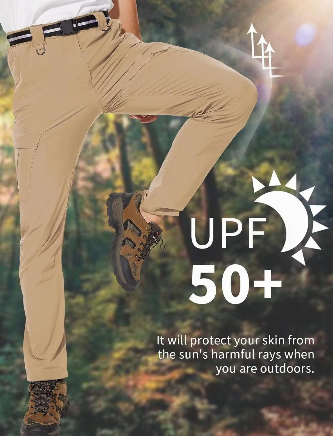 Men's Outdoor Hiking Pants, Quick Dry,Waterproof,Lightweight Fit Cargo Work & Fishing Pants with 6 Pockets and Belt