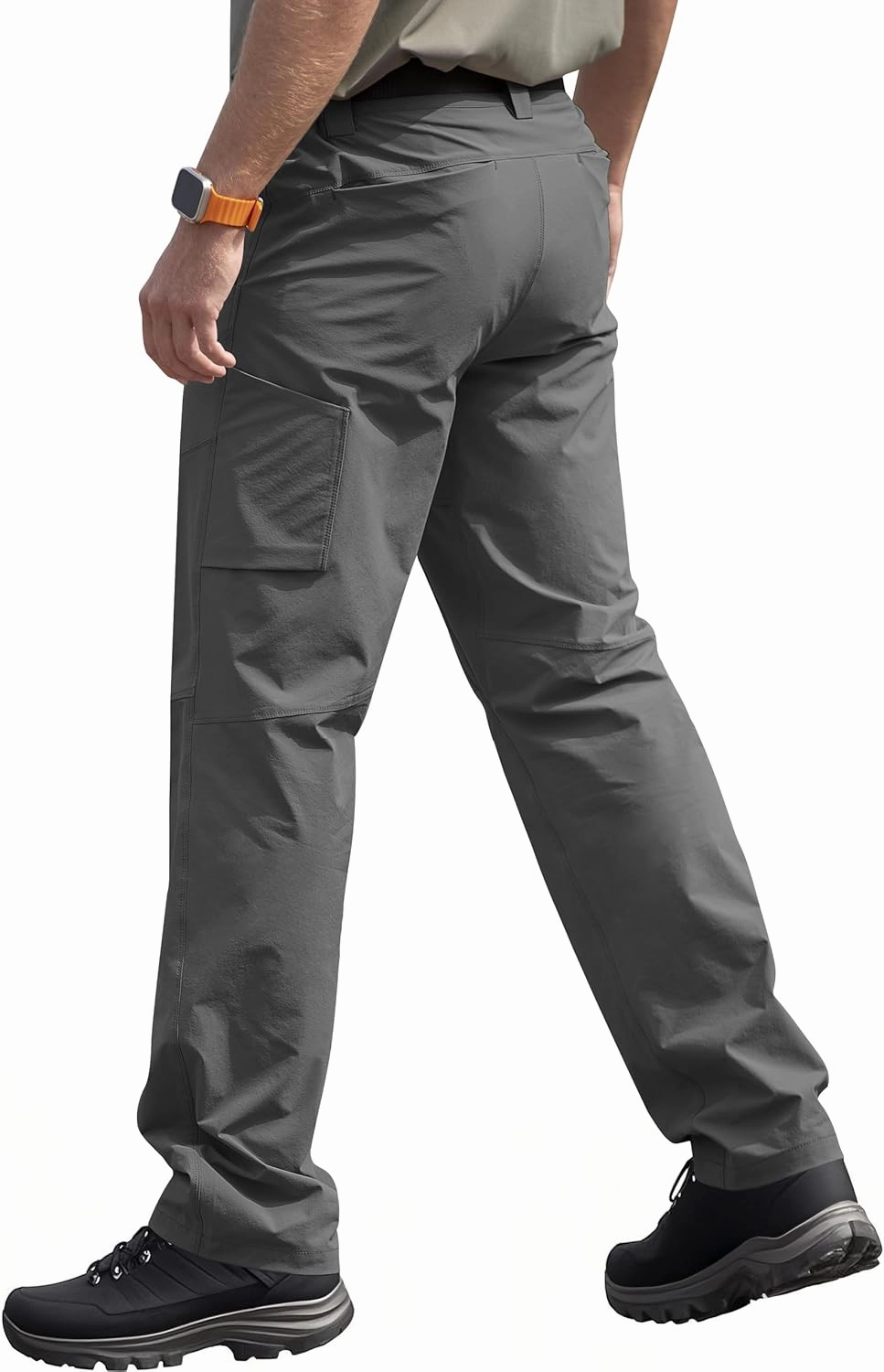 Men's Quick Dry Hiking Pants, Water-Resistant Lightweight Stretch Cargo Pants, Elastic Waist Work Pants with 7 Pockets