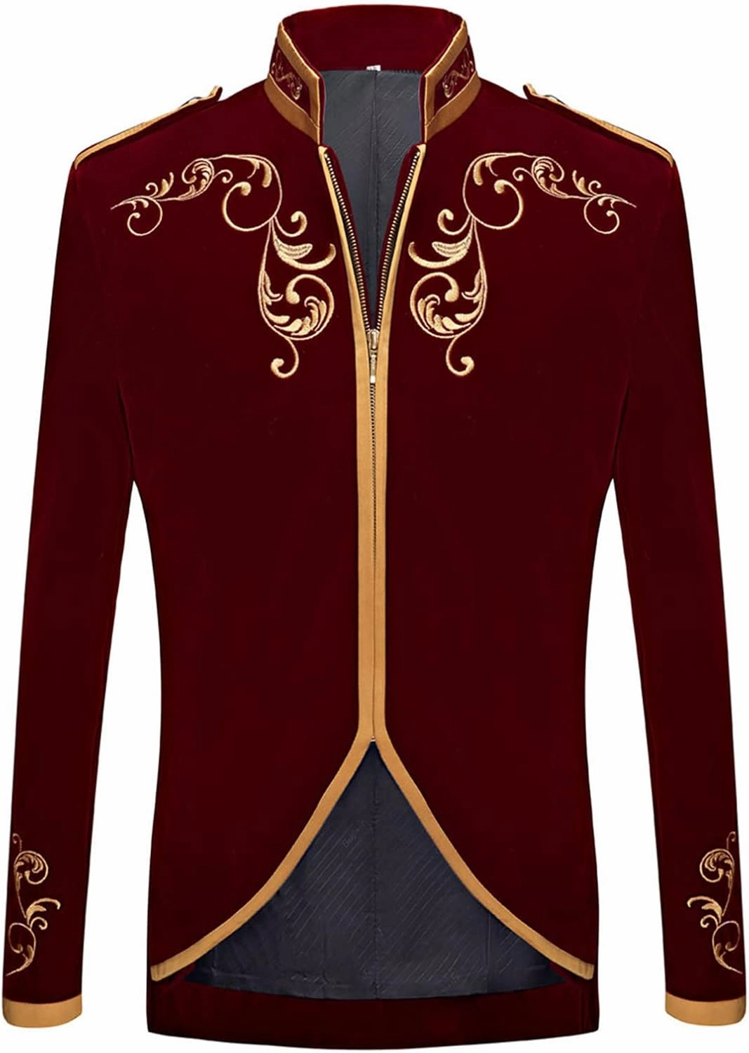 Men's Royal Prince Gold Embroidered Suit Jacket Court Fashion Uniform Jacket Suit Military Blazers Parade Punk