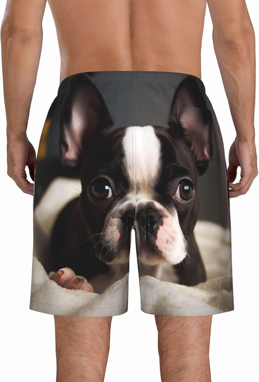 Men's Swim Trunks Cute Boston Terrier Quick Dry Board Shorts with Pocket Swimsuit Swimwear for Men Beach Shorts
