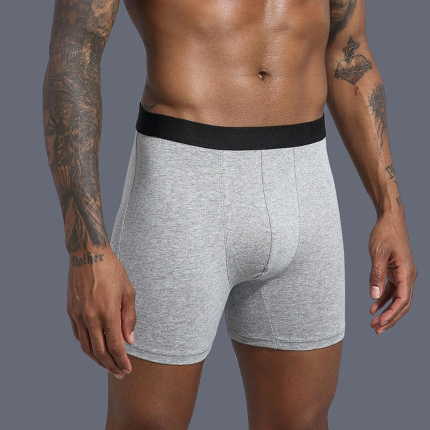 Men's Underwear Boxer Briefs, 5 Pieces Moisture-Wicking Underpant Athletic Supporter Undies Soft Comfort Trunks