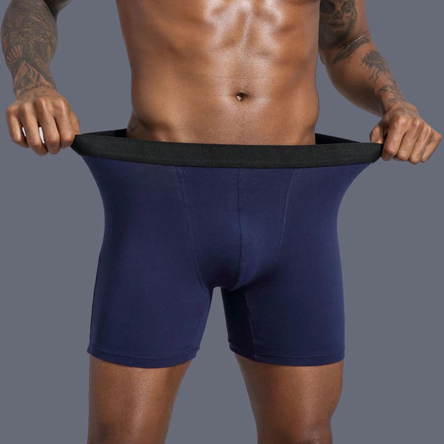 Men's Underwear Boxer Briefs, 5 Pieces Moisture-Wicking Underpant Athletic Supporter Undies Soft Comfort Trunks