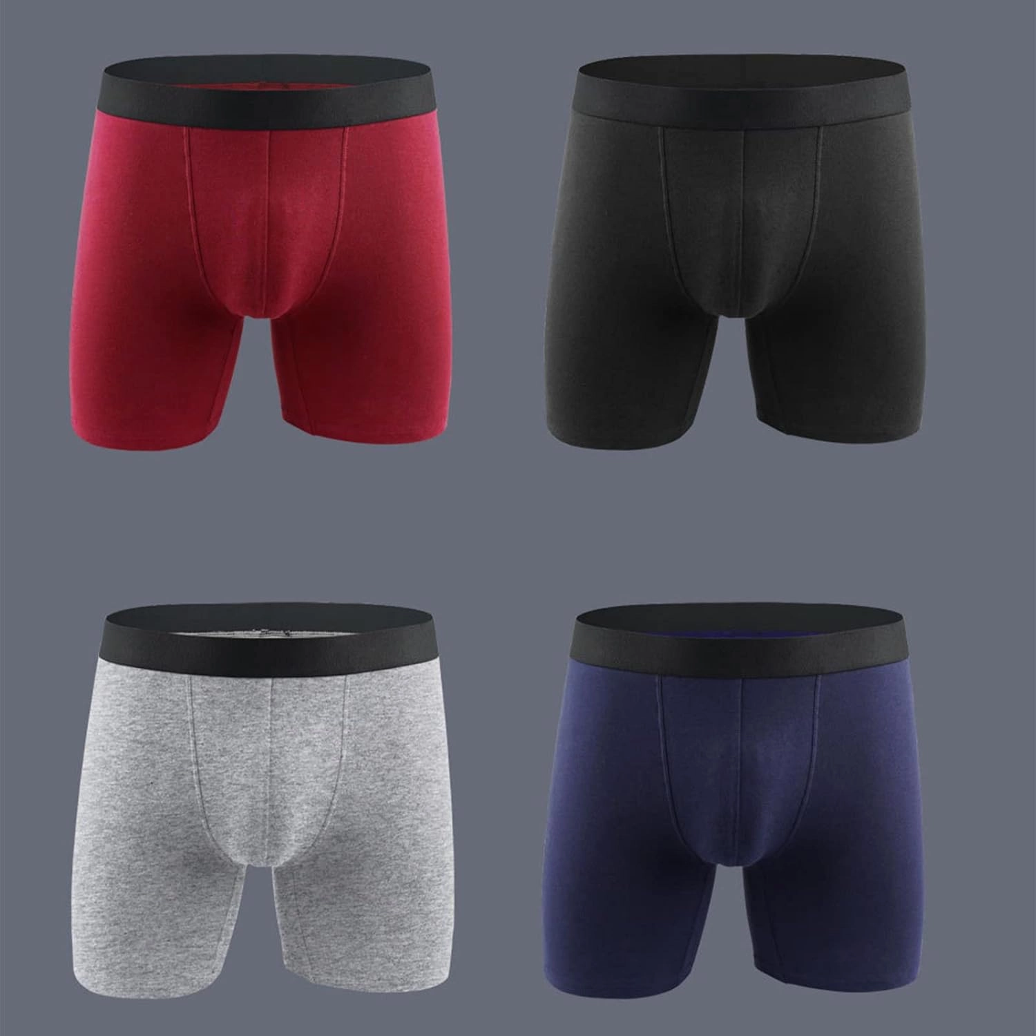 Men's Underwear Boxer Briefs, 5 Pieces Moisture-Wicking Underpant Athletic Supporter Undies Soft Comfort Trunks