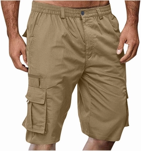 Men Shorts Casual Cargo Shorts Elastic Waist Multi Pocket Tooling Shorts Outdoor Fashion Regular Fit Athletic Shorts