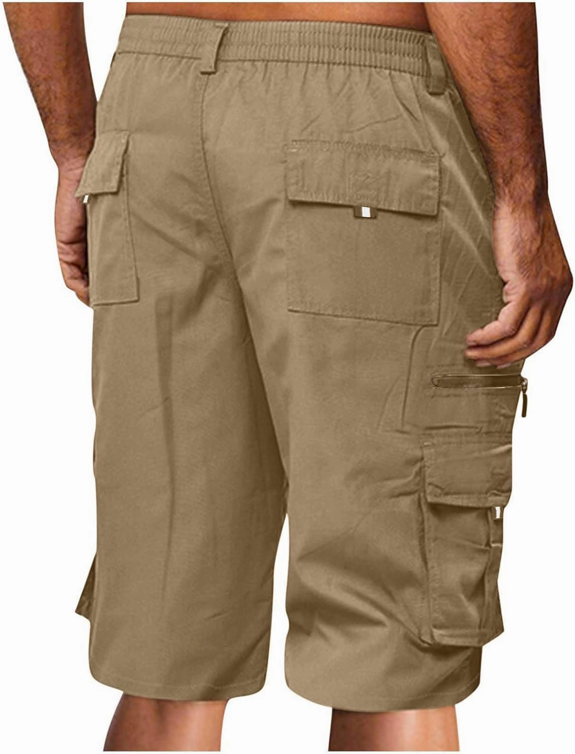 Men Shorts Casual Cargo Shorts Elastic Waist Multi Pocket Tooling Shorts Outdoor Fashion Regular Fit Athletic Shorts