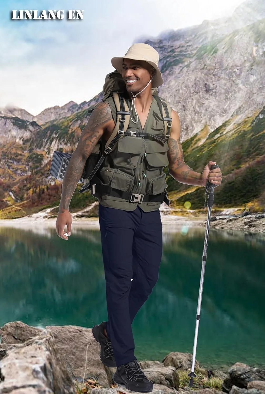 Men's Lightweight Hiking Cargo Pants Waterproof Quick Dry Travel Fishing Climbing Work Outdoor Pants