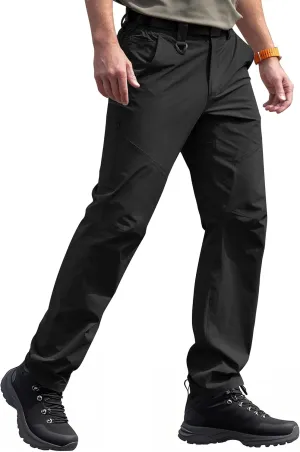 Men's Quick Dry Hiking Pants, Water-Resistant Lightweight Stretch Cargo Pants, Elastic Waist Work Pants with 7 Pockets