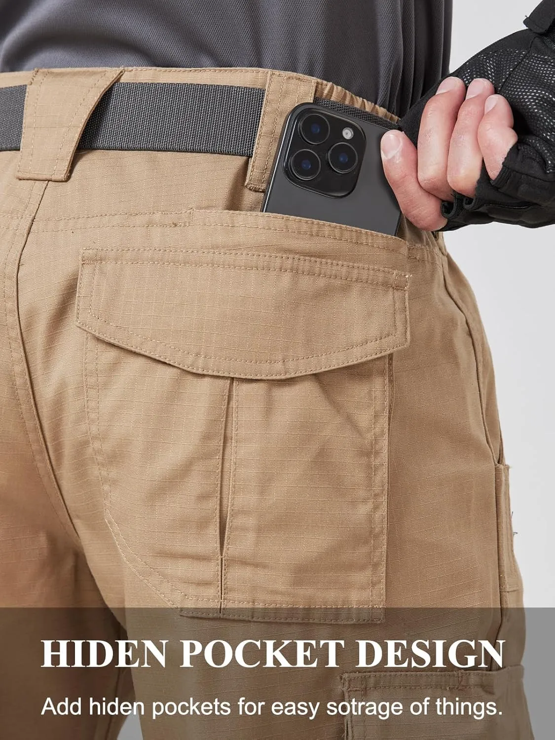 Mens Work Pants Cargo Tactical Construction for Men Ripstop Waterproof Lightweight Outdoor Hiking with Pockets
