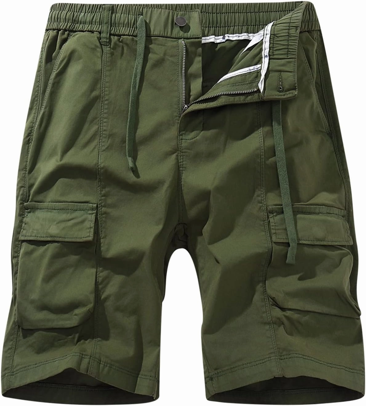 Mens 7 Inch Shorts Casual Drawstring Elastic Waist Cargo Shorts Multi Pockets Regular Big & Tall Utility Shorts
