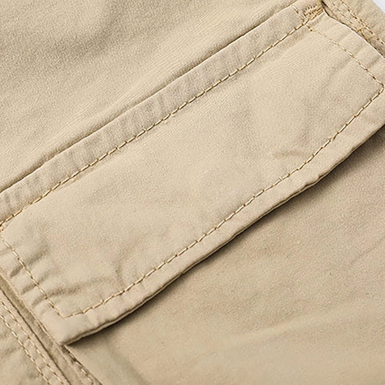 Mens 7 Inch Shorts Casual Drawstring Elastic Waist Cargo Shorts Multi Pockets Regular Big & Tall Utility Shorts
