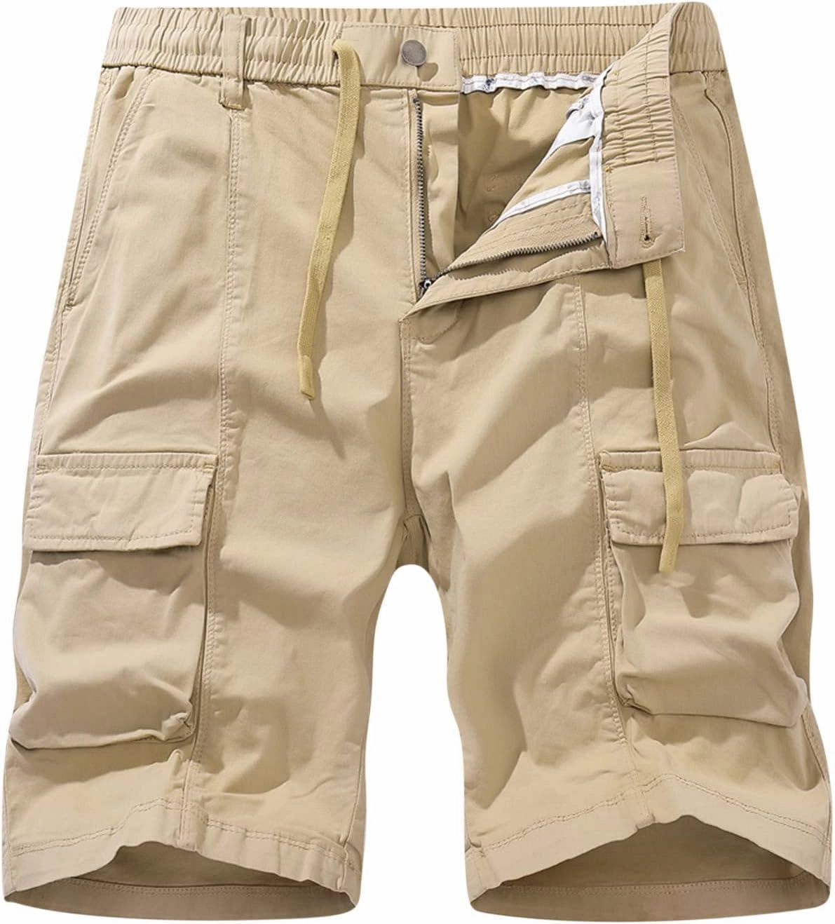 Mens 7 Inch Shorts Casual Drawstring Elastic Waist Cargo Shorts Multi Pockets Regular Big & Tall Utility Shorts