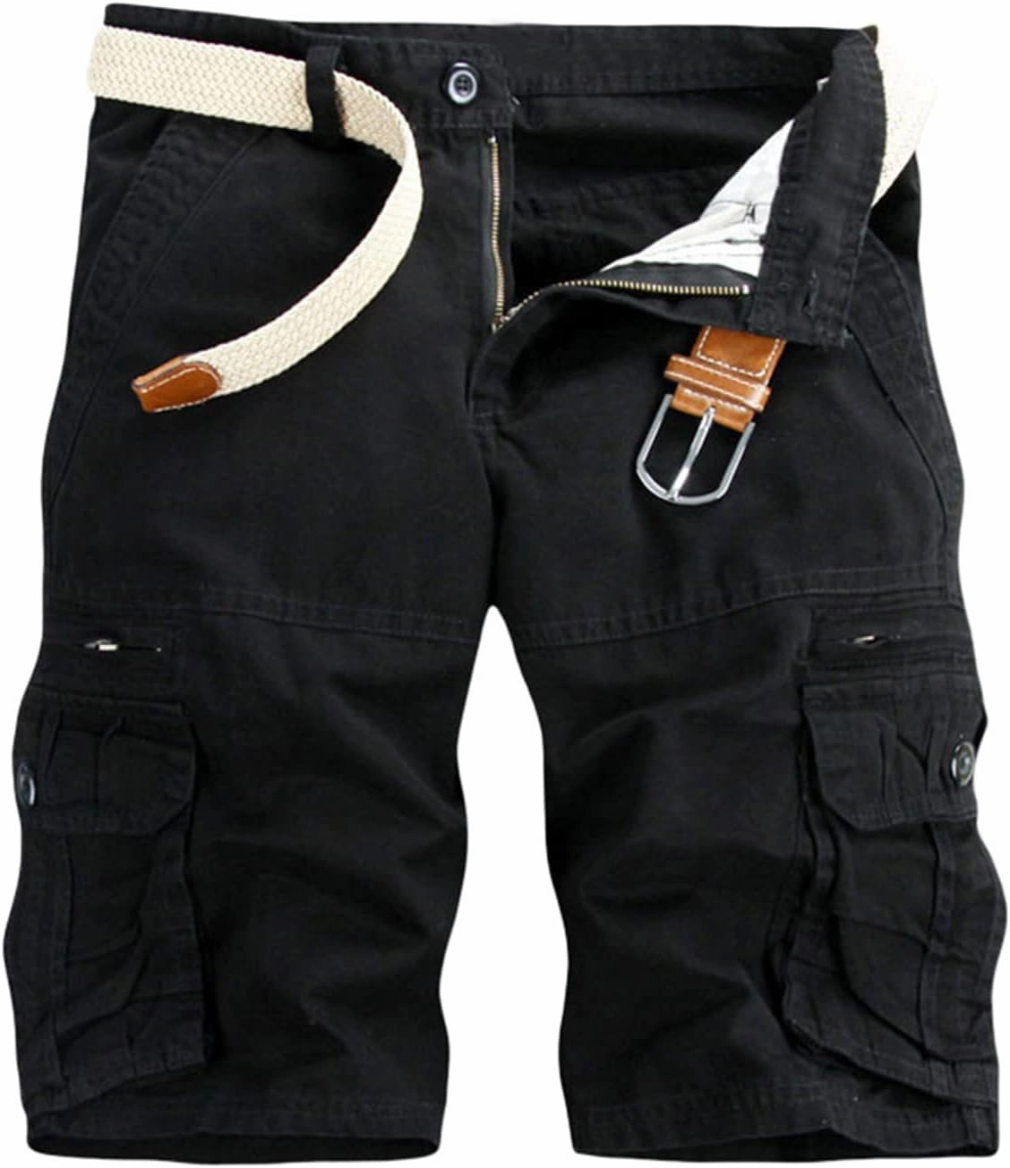 Mens Big and Tall 3XL Elastic Waistband Cargo Shorts Casual Multi Pocket Tooling Shorts Relaxed Fit Athletic Shorts