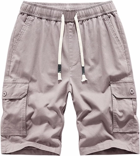 Mens Big and Tall Shorts Elastic Waist Cotton Cargo Shorts Drawstring Multi Pocket Casual Tooling Shorts Sport Shorts