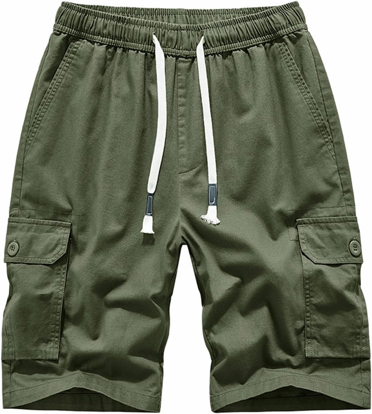 Mens Big and Tall Shorts Elastic Waist Cotton Cargo Shorts Drawstring Multi Pocket Casual Tooling Shorts Sport Shorts