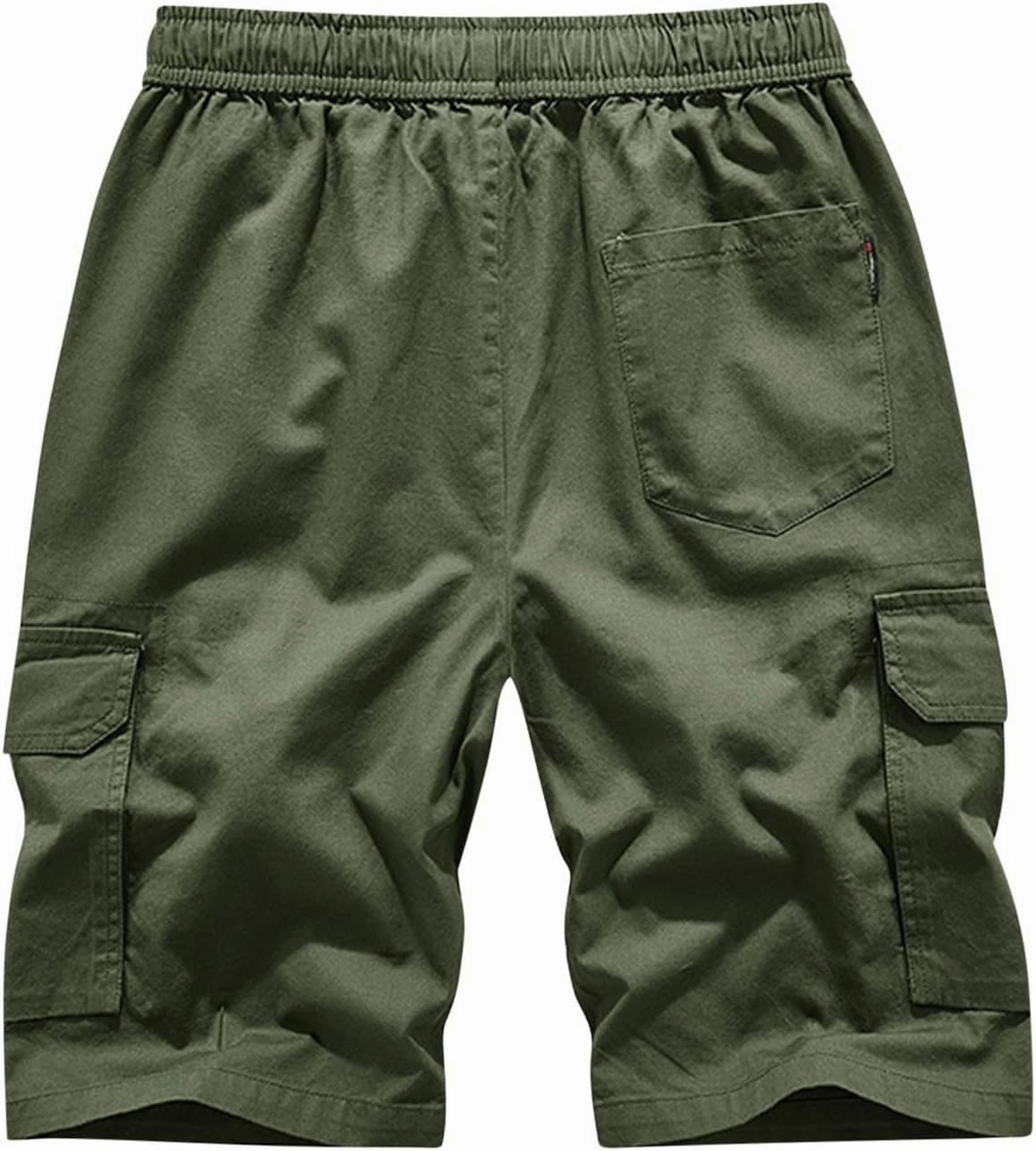 Mens Big and Tall Shorts Elastic Waist Cotton Cargo Shorts Drawstring Multi Pocket Casual Tooling Shorts Sport Shorts