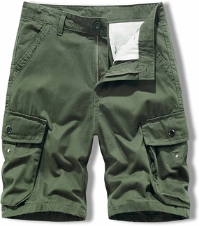 Mens Slim Fit Shorts Casual Cotton Multi Pockets Solid Cargo Shorts Big and Tall Buckle Zipper Tooling Shorts