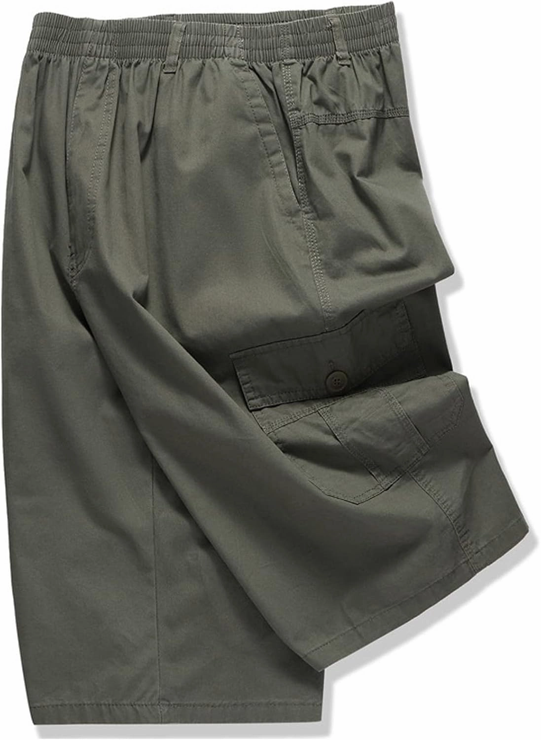 Mens Summer Shorts Loose Fit Cotton Elastic Waist Multi Pockets Cargo Shorts Fashion Outdoor Solid Beach Shorts