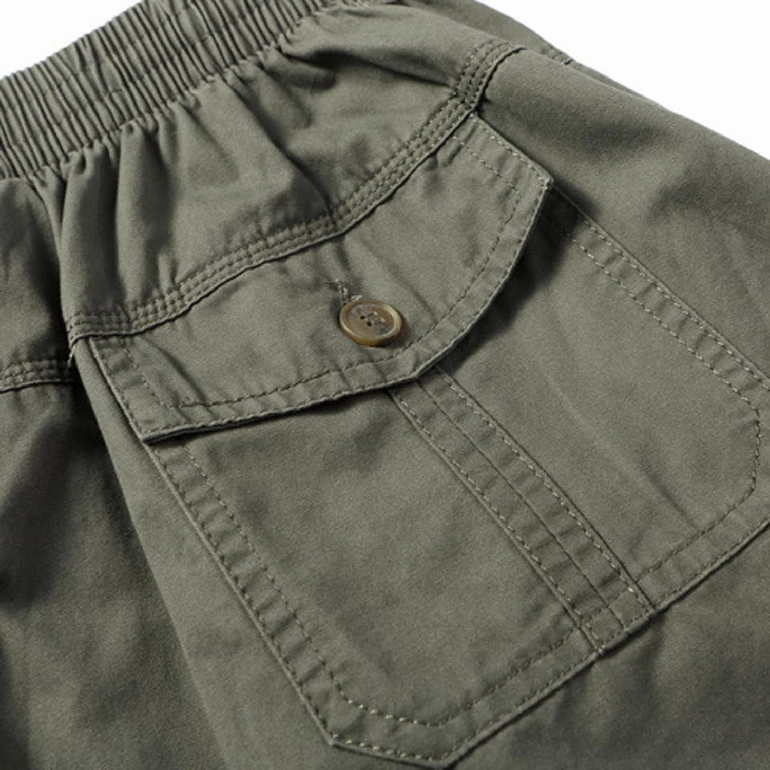 Mens Summer Shorts Loose Fit Cotton Elastic Waist Multi Pockets Cargo Shorts Fashion Outdoor Solid Beach Shorts