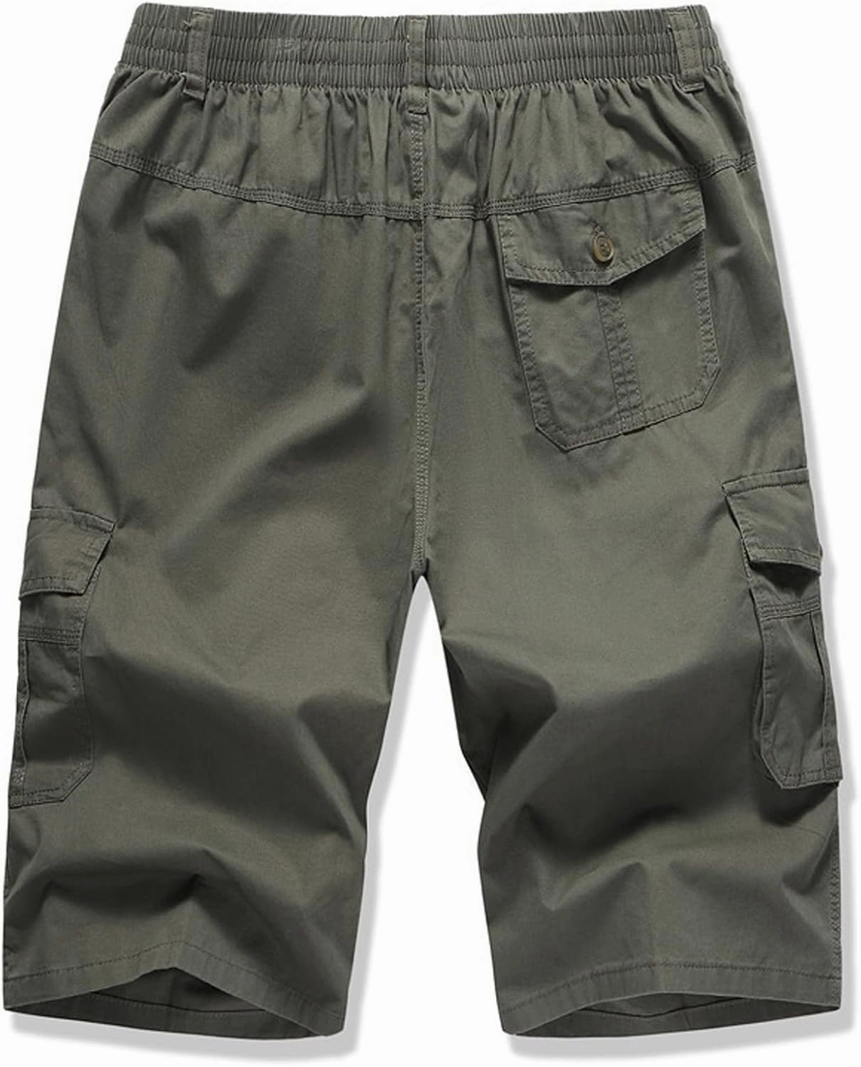 Mens Summer Shorts Loose Fit Cotton Elastic Waist Multi Pockets Cargo Shorts Fashion Outdoor Solid Beach Shorts