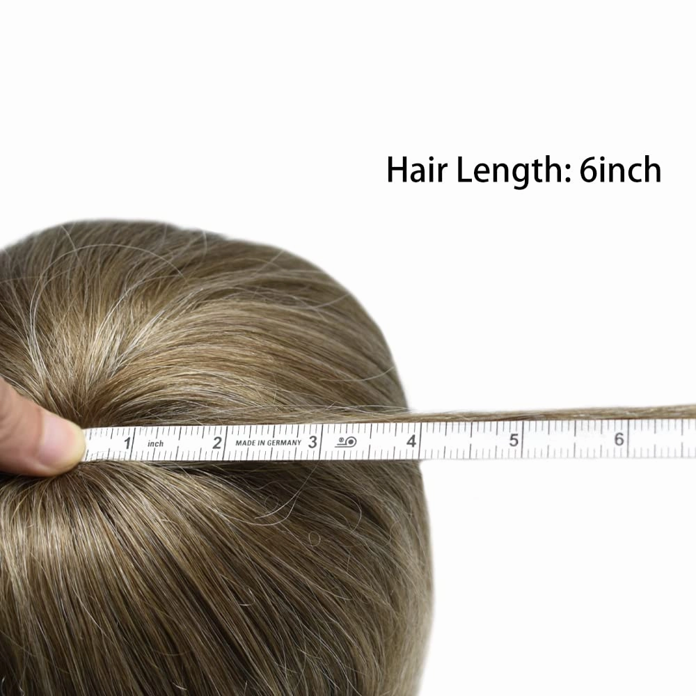 Mens Toupee Hair Piece For Men Human Hair Replacement System French Lace Male Hair Prosthesis Toupee For Men Hairpieces 7x9Light to medium density#1730 17# DARK ASH BLONDE 30% GREY