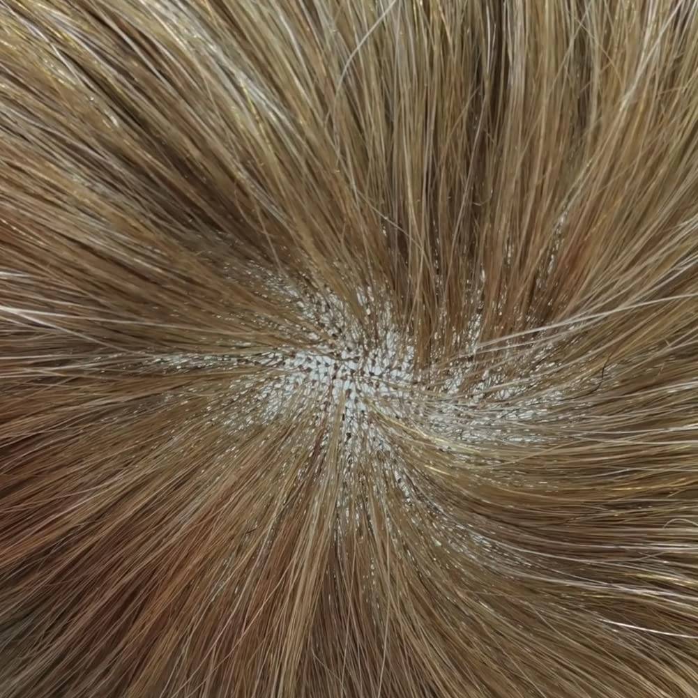 Mens Toupee Hair Piece For Men Human Hair Replacement System French Lace Male Hair Prosthesis Toupee For Men Hairpieces 7x9Light to medium density#1730 17# DARK ASH BLONDE 30% GREY