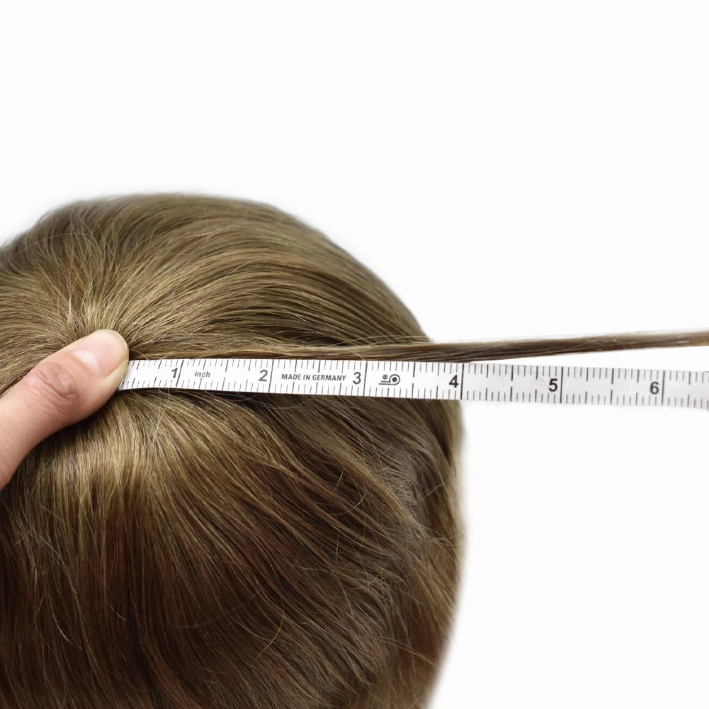 Mens Toupee Hair Piece For Men Human Hair Replacement System French Lace Male Hair Prosthesis Toupee For Men Hairpieces 7x9Light to medium density#720 7# VERY LIGHT BROWN 20% GREY