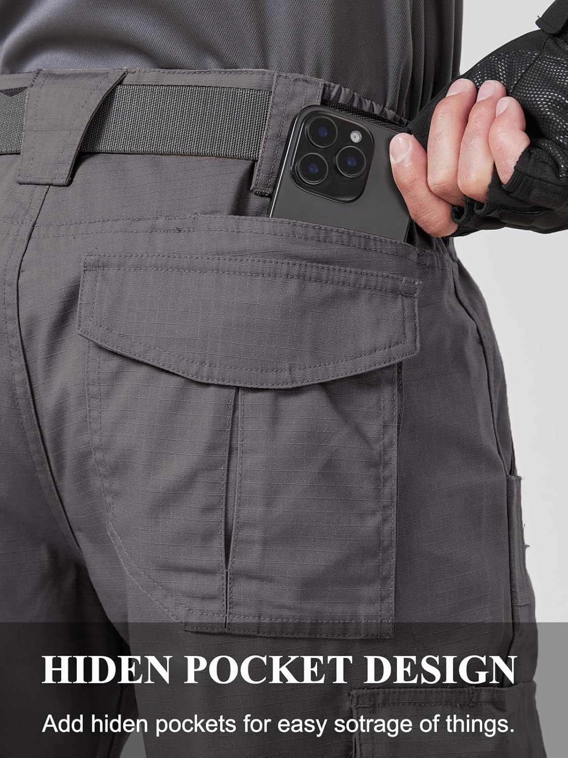 Mens Work Pants Cargo Tactical Construction for Men Ripstop Waterproof Lightweight Outdoor Hiking with Pockets