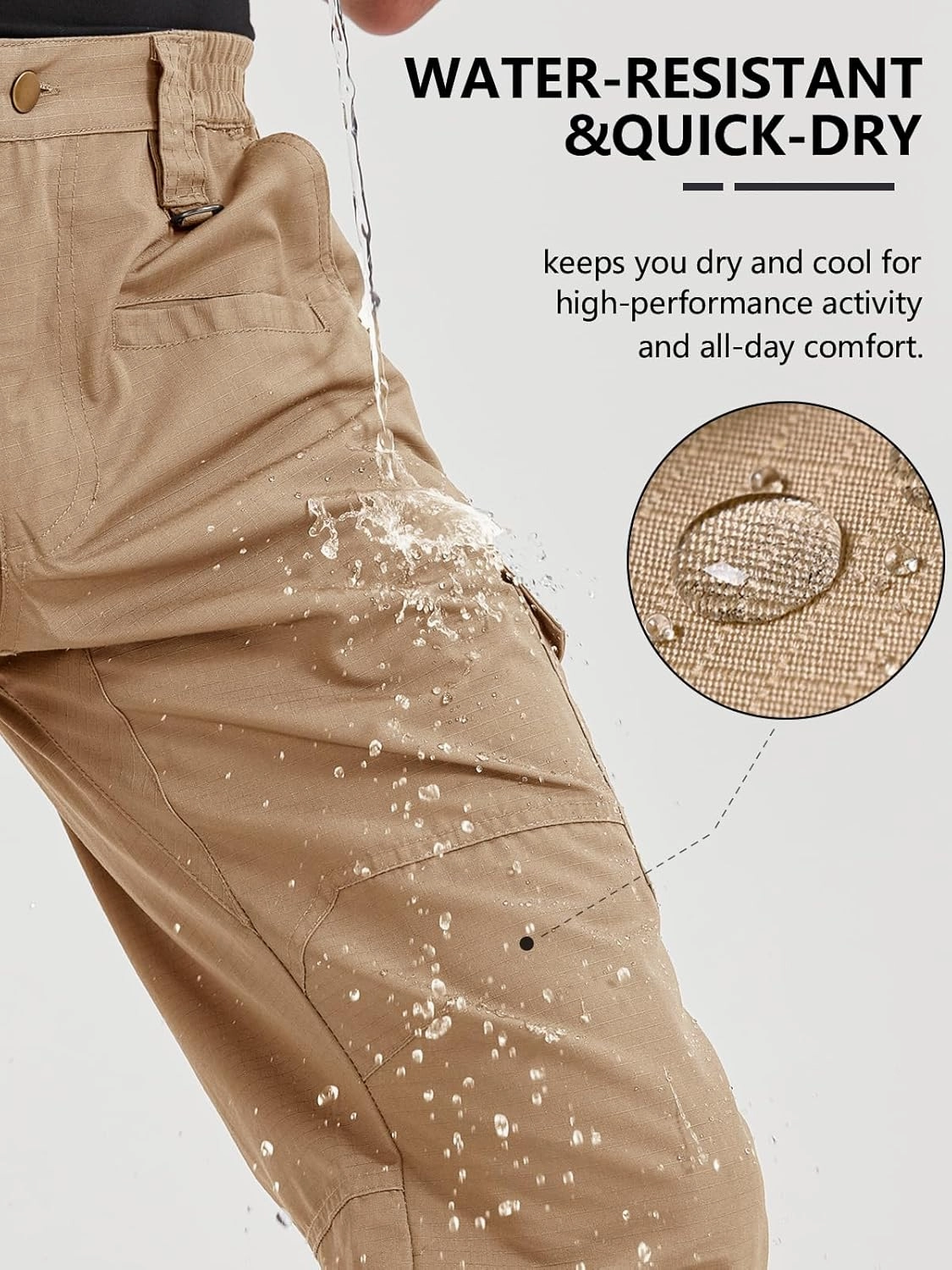 Mens Work Pants Cargo Tactical Construction for Men Ripstop Waterproof Lightweight Outdoor Hiking with Pockets