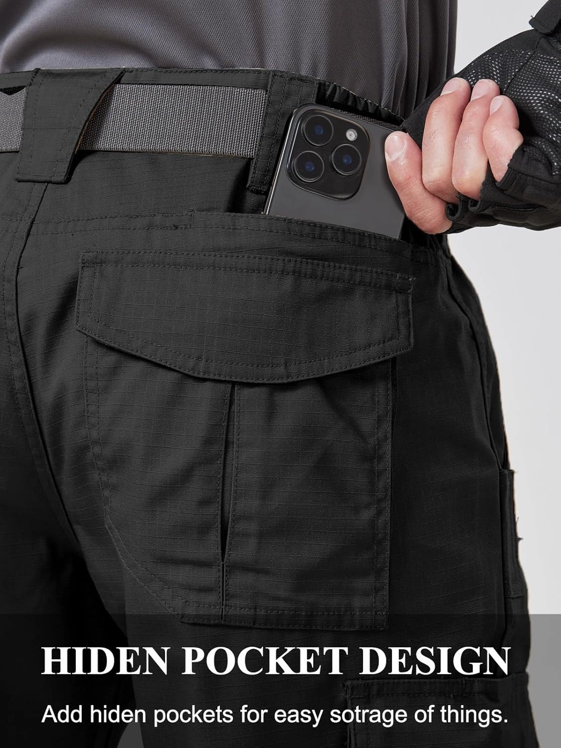 Mens Work Pants Cargo Tactical Construction for Men Ripstop Waterproof Lightweight Outdoor Hiking with Pockets