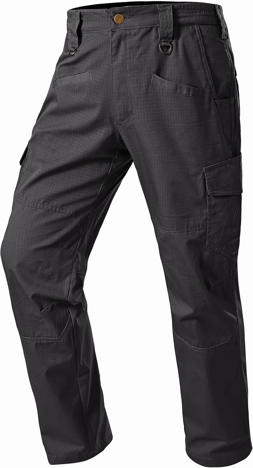 Mens Work Pants Cargo Tactical Construction for Men Ripstop Waterproof Lightweight Outdoor Hiking with Pockets