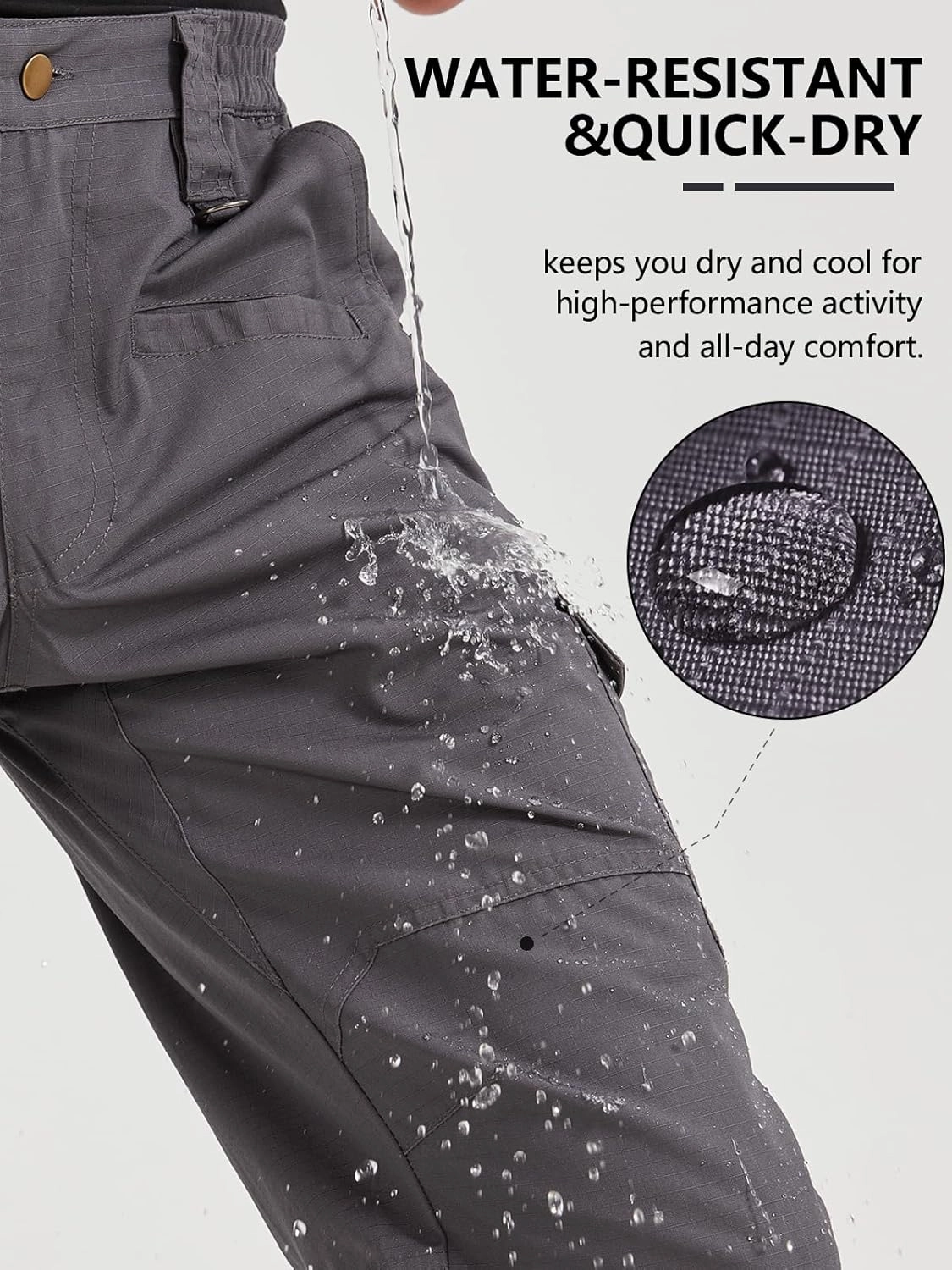 Mens Work Pants Cargo Tactical Construction Ripstop Waterproof Lightweight Outdoor Hiking Pants with Pockets