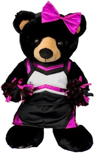 Metallic Hot Pink and Black Cheerleader Uniform for 6 to 10 Inch Stuffed Animals and Plush Dolls Cheer Outfit for Teddy Bears, Bunnies, and Plushies Costume for Kids Toy Fashion Dress Up