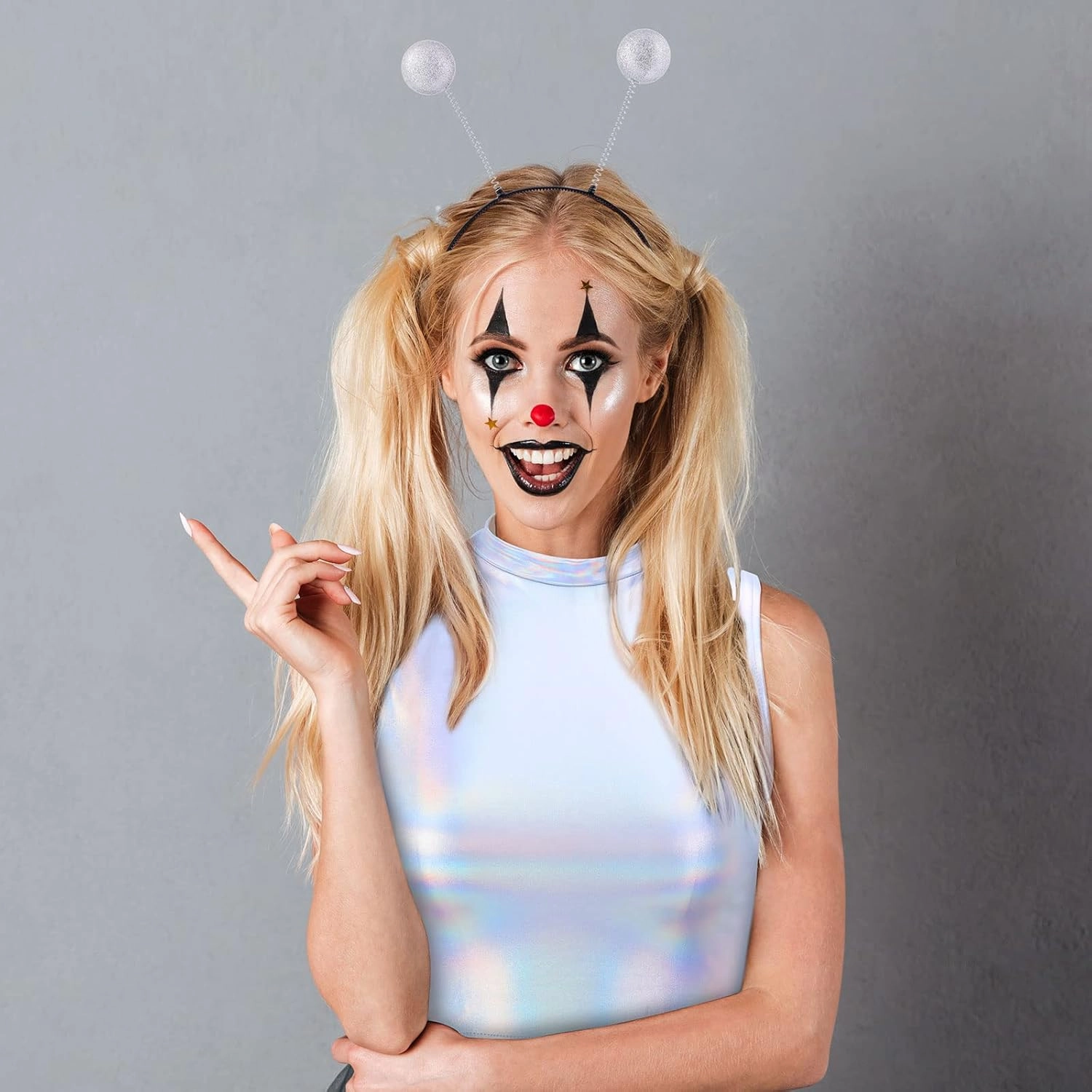 Metallic Top Sleeveless Crop Tank Top Pleated Skirt with Headband for Raves Halloween Cosplay