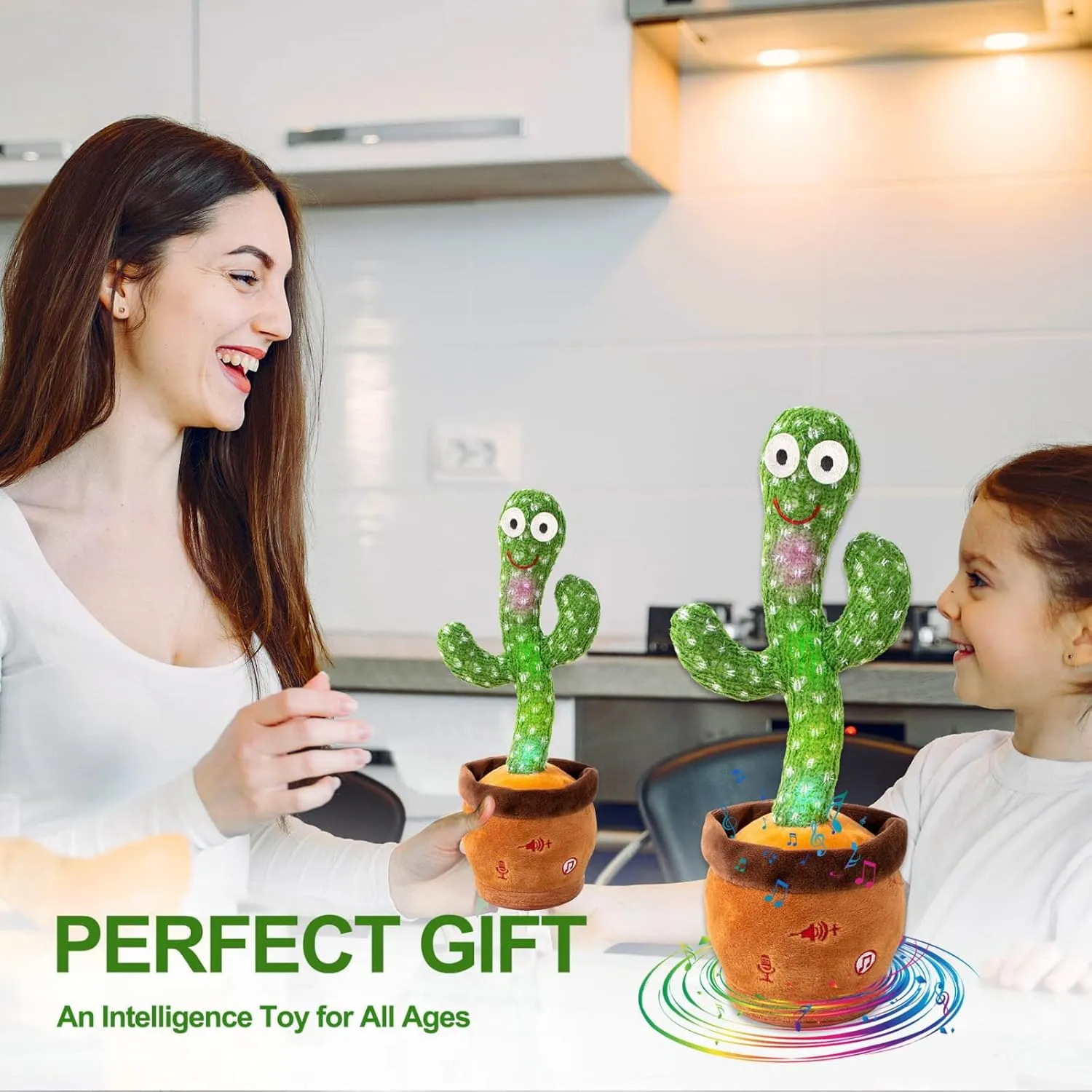 MIAODAM Dancing Cactus Baby Toy, Volume Adjustable Singing Cactus Talking Cactus Toy for Boys Girls Gifts Recording Repeating What You Say, Glowing Dancing Cactus Toy Baby Toys
