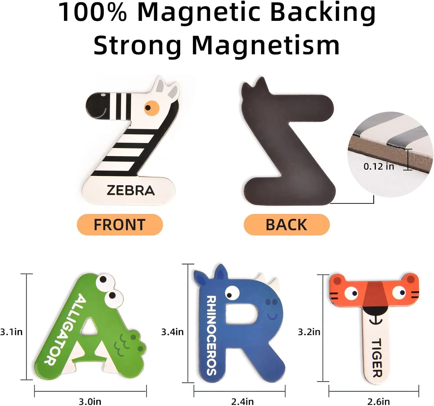 Mideer Magnetic Alphabet, 26 Uppercase & 26 Lowercase Letters, Cute Animal Magnets for Fridge, Educational ABC Spelling Learning Tools Games Toys Refrigerator Magnet for Kids, Toddlers 3 4 5 Years Old
