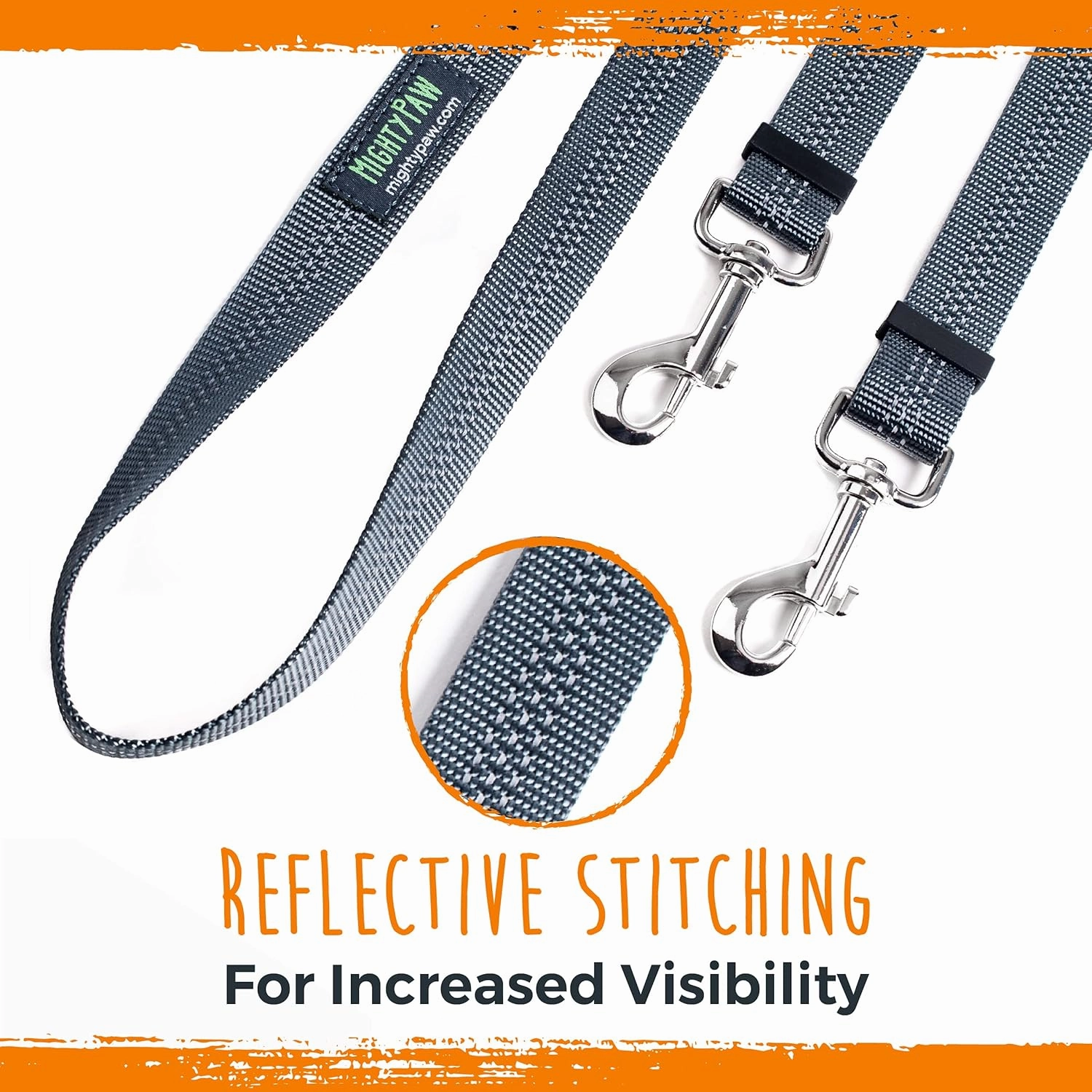 Mighty Paw Double Dog Leash - Double Leash for Two Dogs No Tangle Design. Split Lead for 2 Pets. Adjustable to Fit All Sized Breeds. Reflective Dual Pet Lead for People with Multiple Pups