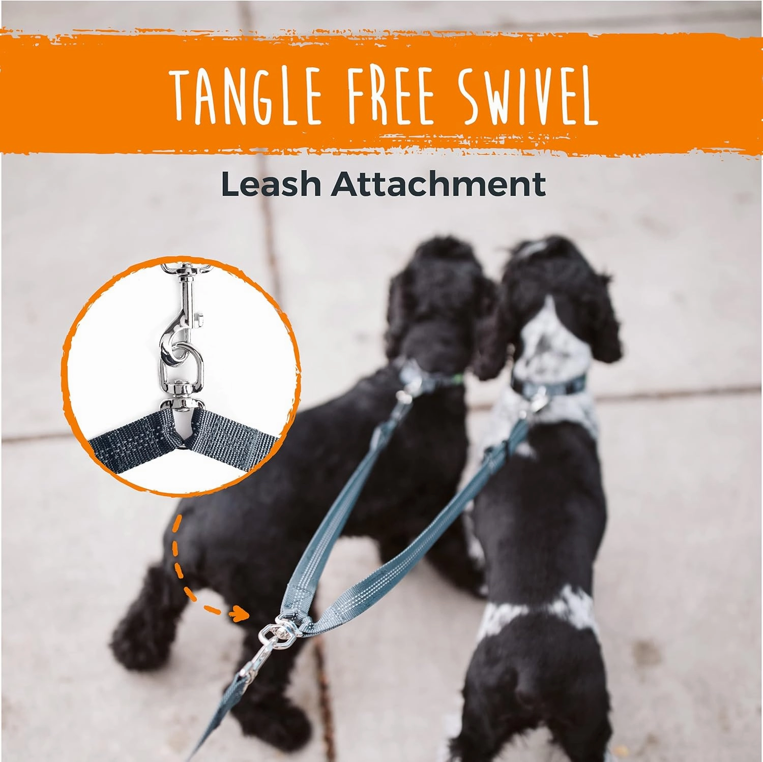 Mighty Paw Double Dog Leash - Double Leash for Two Dogs No Tangle Design. Split Lead for 2 Pets. Adjustable to Fit All Sized Breeds. Reflective Dual Pet Lead for People with Multiple Pups