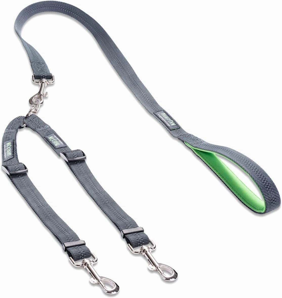 Mighty Paw Double Dog Leash - Double Leash for Two Dogs No Tangle Design. Split Lead for 2 Pets. Adjustable to Fit All Sized Breeds. Reflective Dual Pet Lead for People with Multiple Pups