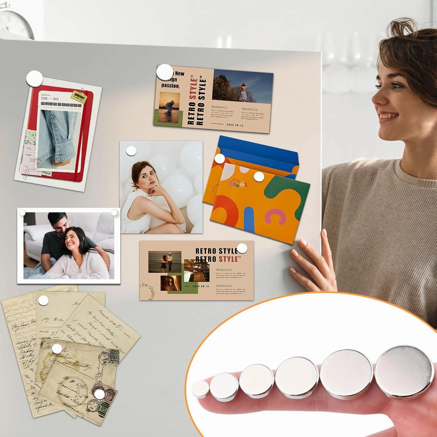 MIN CI 30 Pcs Super Strong Rare Earth Magnets Disc, 20 x 3 mm Decorative Round Fridge Neodymium Magnet s, Fun Small Refrigerator Magnet for Whiteboard, Cute Locker Magnets, for Crafts Dry Erase Board