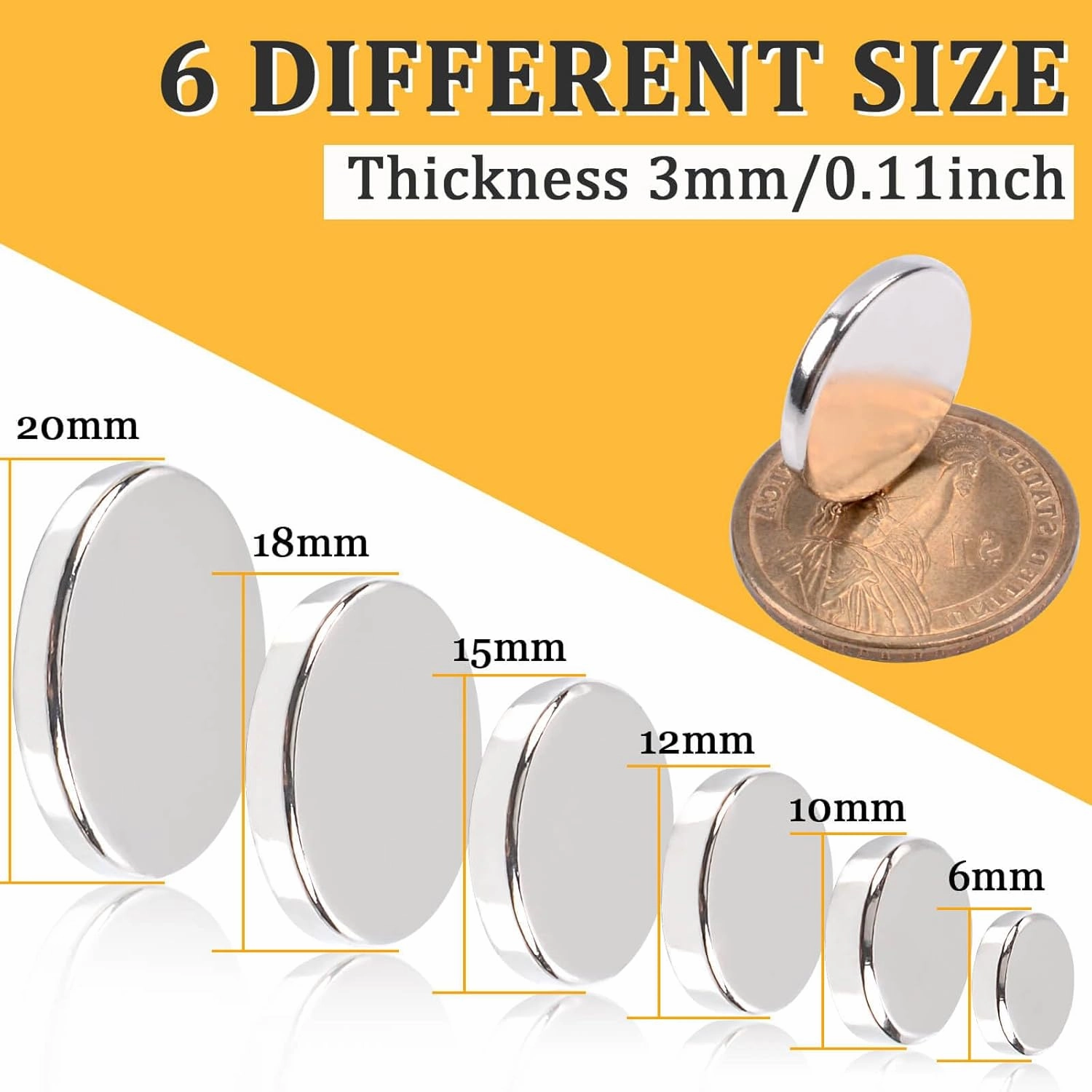 MIN CI 30 Pcs Super Strong Rare Earth Magnets Disc, 20 x 3 mm Decorative Round Fridge Neodymium Magnet s, Fun Small Refrigerator Magnet for Whiteboard, Cute Locker Magnets, for Crafts Dry Erase Board
