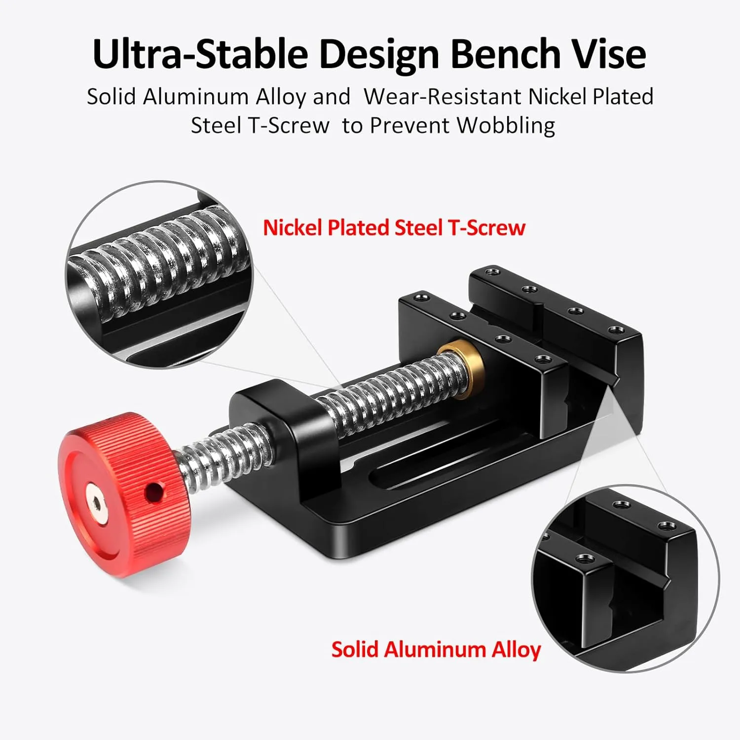 Mini Drill Press Vise with Rubber Soft Jaws, 0-2.48" Clamping Range Mini Vice Clamp for Crafts, Jewelry Making, Modeling and Repairs, Precision Aluminum Small Vise for Small Projects