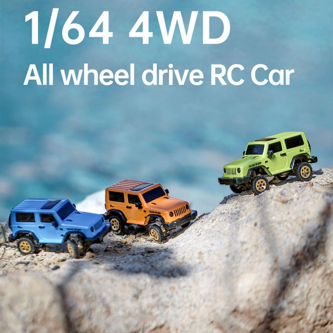 Mini RC Crawler, 1:64 Scale 2.4G Full Proportional RTR Remote Control Climbing Off-Road All-Wheel Drive Vehicle Model for Adults Teens(FPV/Standard Version/Blue)