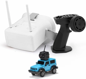 Mini RC Crawler, 1:64 Scale 2.4G Full Proportional RTR Remote Control Climbing Off-Road All-Wheel Drive Vehicle Model for Adults Teens(FPV/Standard Version/Blue)